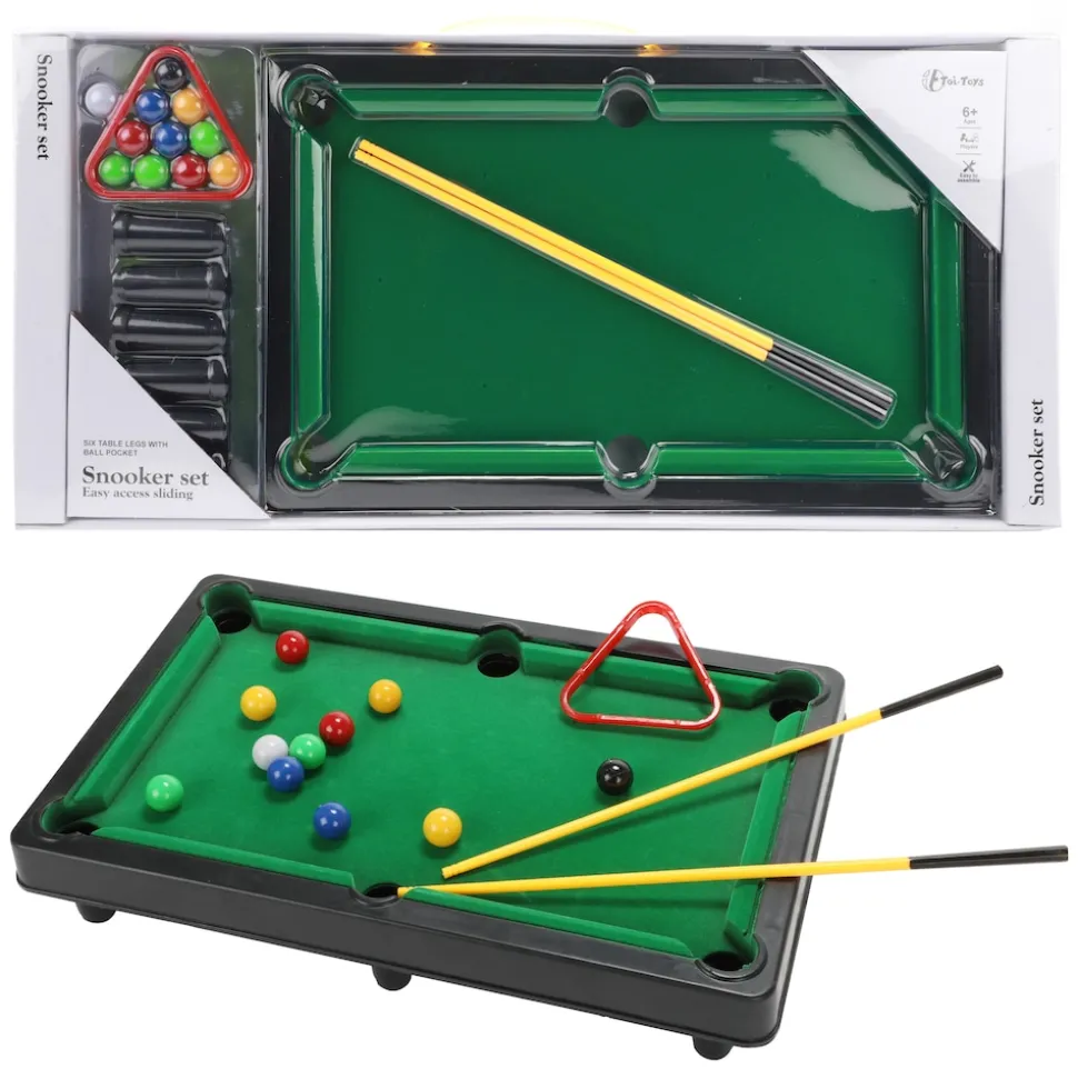 Toi-Toys - Mini Billardtisch Snooker Spiel mit Queues und Bällen Gesellschaftsspiel Game Table
