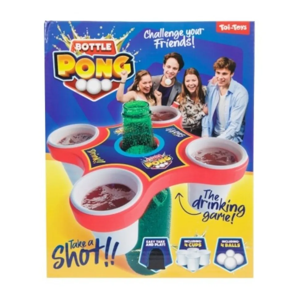 Toi-Toys Pong Hero Partyspiel mit 4 Bällen und Becher Geschicklichkeitsspiel Feier