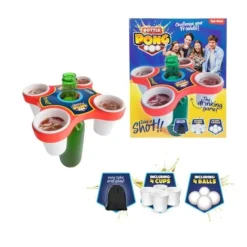 Toi-Toys Pong Hero Partyspiel mit 4 Bällen und Becher Geschicklichkeitsspiel Feier