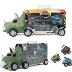 Toi-Toys - WORLD OF DINOSAURS - Dinotruck mit 3 Rückzugautos Dinosaurier Pullback Trucks