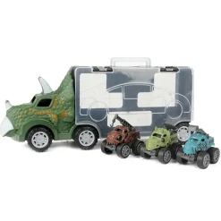 Toi-Toys - WORLD OF DINOSAURS - Dinotruck mit 3 Rückzugautos Dinosaurier Pullback Trucks