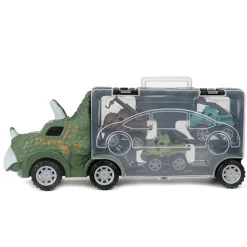 Toi-Toys - WORLD OF DINOSAURS - Dinotruck mit 3 Rückzugautos Dinosaurier Pullback Trucks
