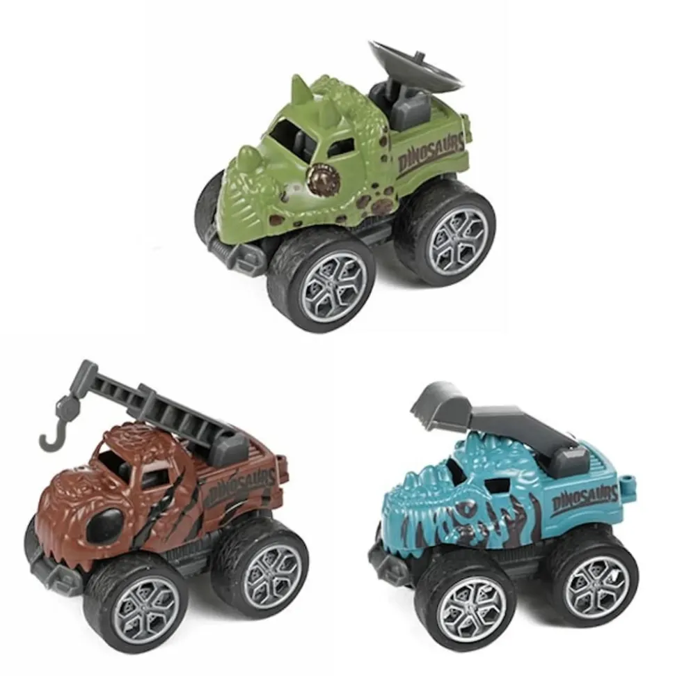 Toi-Toys - WORLD OF DINOSAURS - Dinotruck mit 3 Rückzugautos Dinosaurier Pullback Trucks
