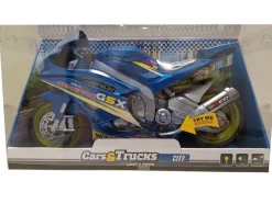 Toi-Toys 29210Z CARS_TRUCKS Rennmotorad 30 cm Friktion Licht & Ton Spielzeug Motorrad blau