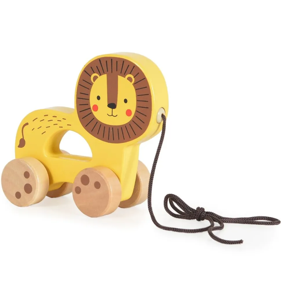 Tooky Toy Nachziehspielzeug Holztier, mit 4 Rädern, Ziehschnur, ab 18 Monate gelb