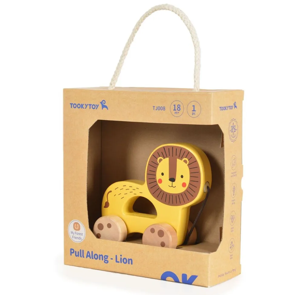 Tooky Toy Nachziehspielzeug Holztier, mit 4 Rädern, Ziehschnur, ab 18 Monate gelb