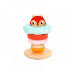 Tooky Toy Stapelturm Fuchs TH826 Holz 7-tlg, bunte Stapelpyramide, ab 12 Monaten bunt