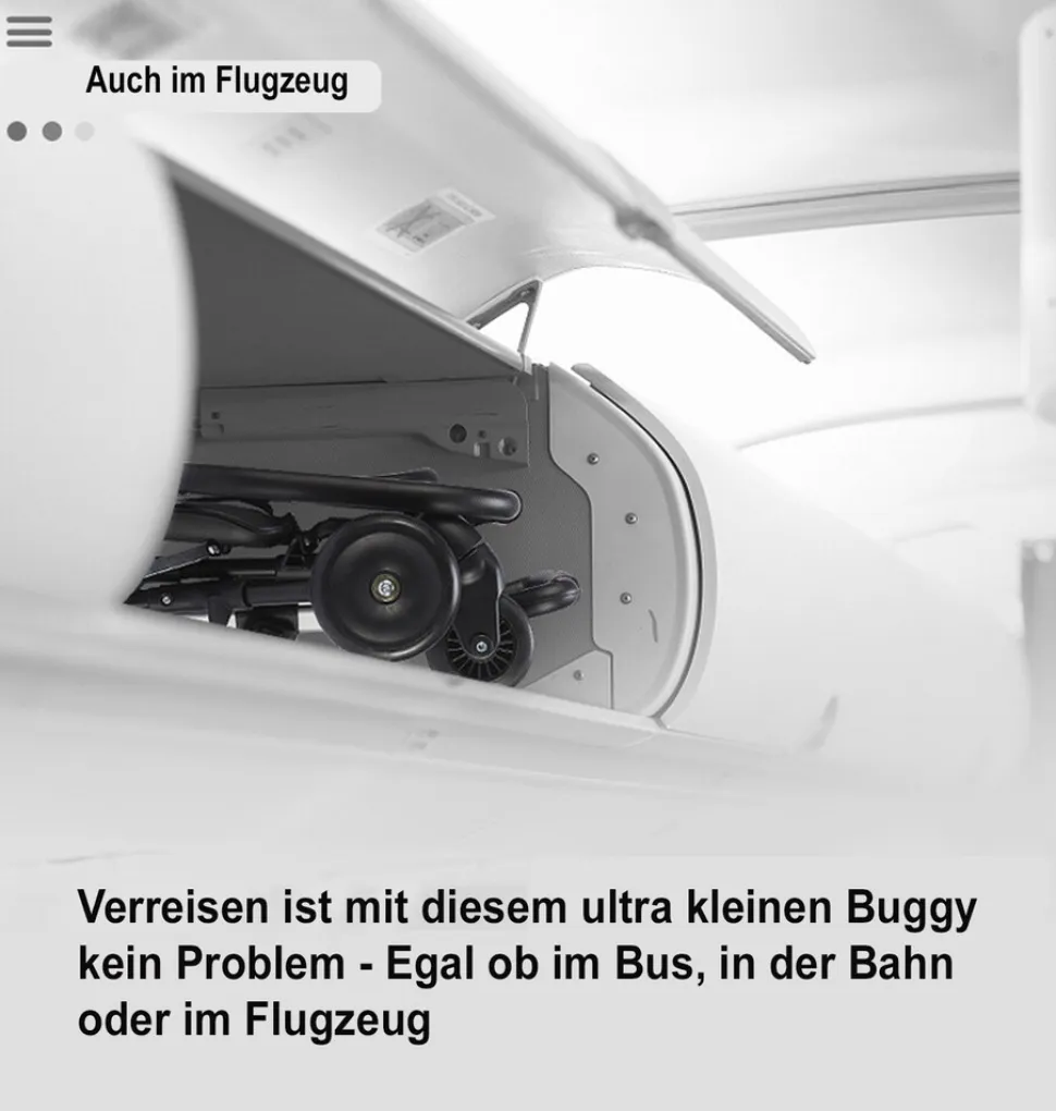 TPFLiving Klappkinderwagen aus Aluminium mit Sitzpolster und Sonnenschutz