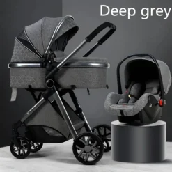TPFLiving Kombi-Kinderwagen 3in1 Set - Modell 1 Stoff - Schokolade