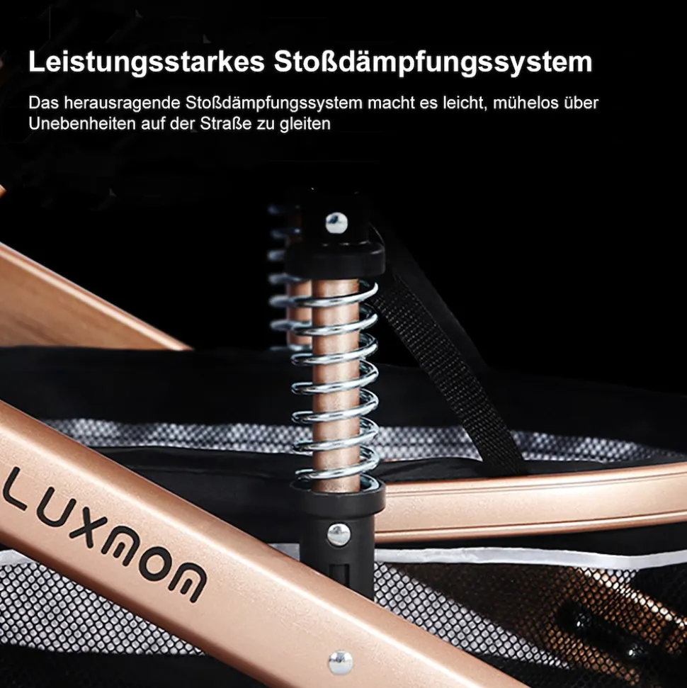 TPFLiving Kombi-Kinderwagen 3in1 Set - Modell Lux 7 Stoff - Schwarz