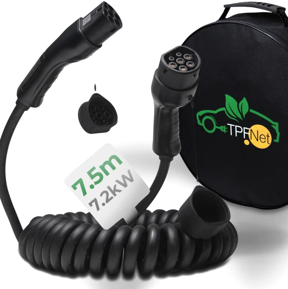 TPFNet Typ 2 Spiral-Ladekabel 7.2kW, 32A, 1-Phasig, 10m