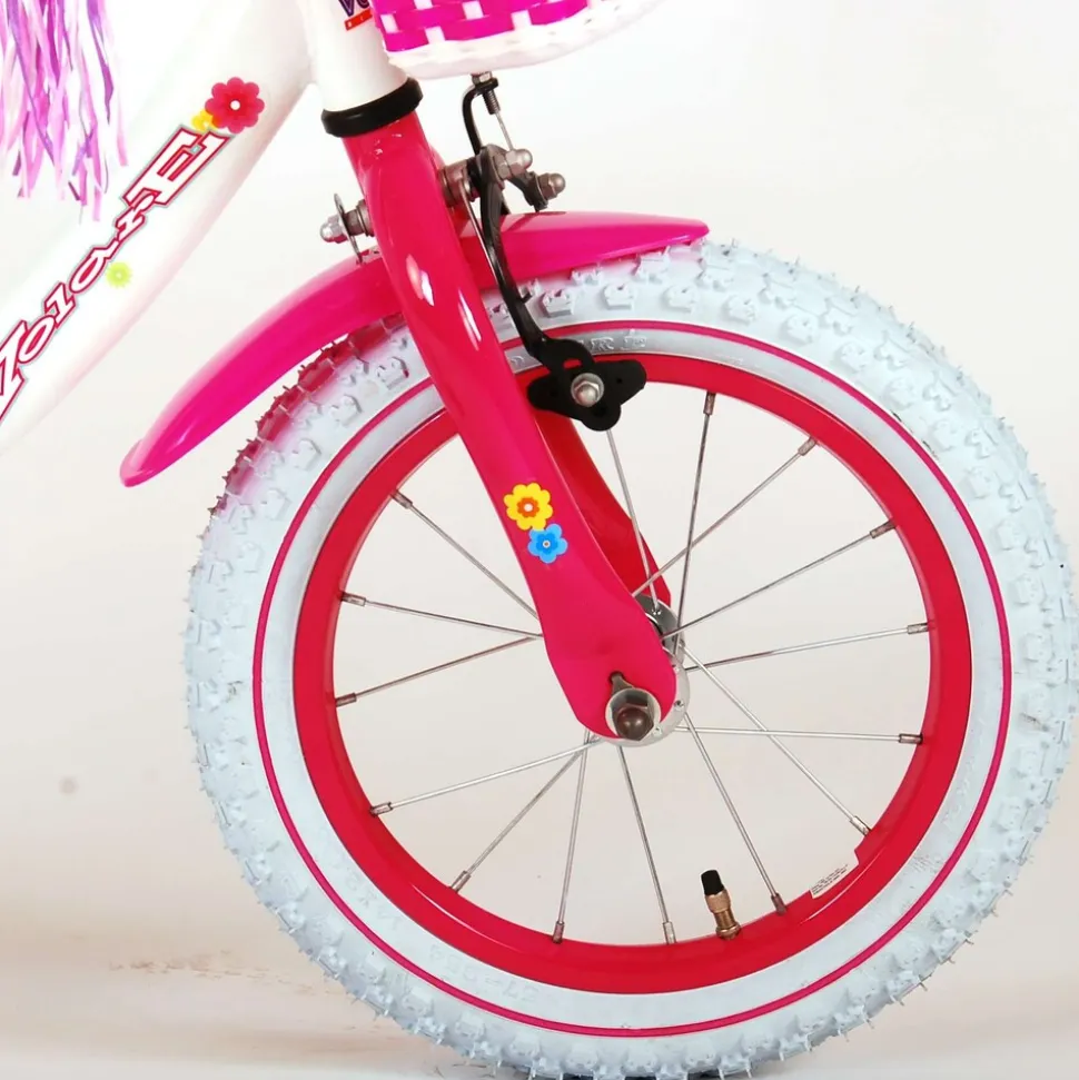 TPFSports Ashley Kinderfahrrad - Mädchen - 14 Zoll - Rücktritt + Handbremse - Weiß