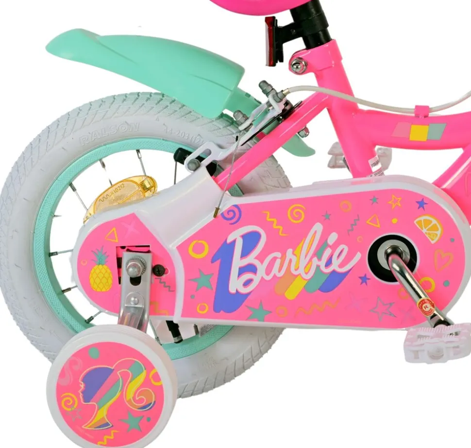 TPFSports Barbie Kinderfahrrad - Mädchen - 12 Zoll - Rücktritt + Handbremse - Rosa