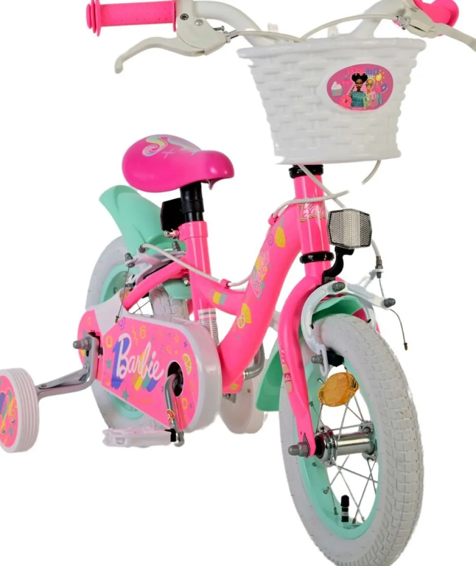 TPFSports Barbie Kinderfahrrad - Mädchen - 12 Zoll - Rücktritt + Handbremse - Rosa