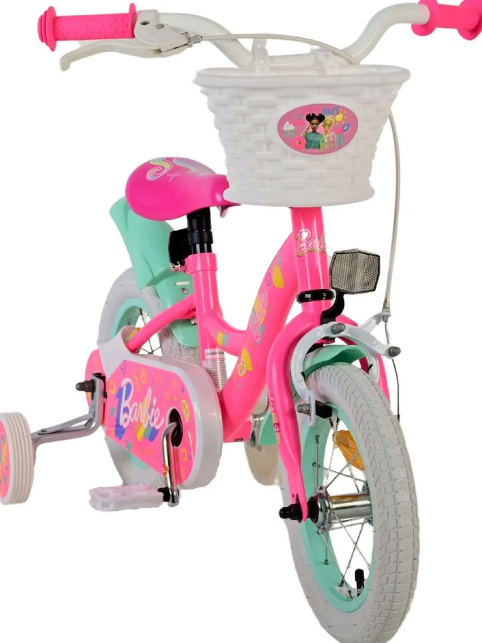 TPFSports Barbie Kinderfahrrad - Mädchen - 12 Zoll - Rücktritt + Handbremse - Rosa