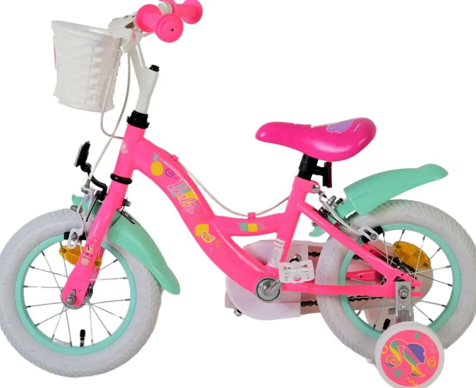 TPFSports Barbie Kinderfahrrad - Mädchen - 12 Zoll - Rücktritt + Handbremse - Rosa