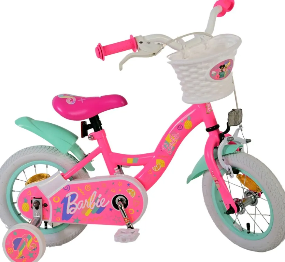 TPFSports Barbie Kinderfahrrad - Mädchen - 12 Zoll - Rücktritt + Handbremse - Rosa