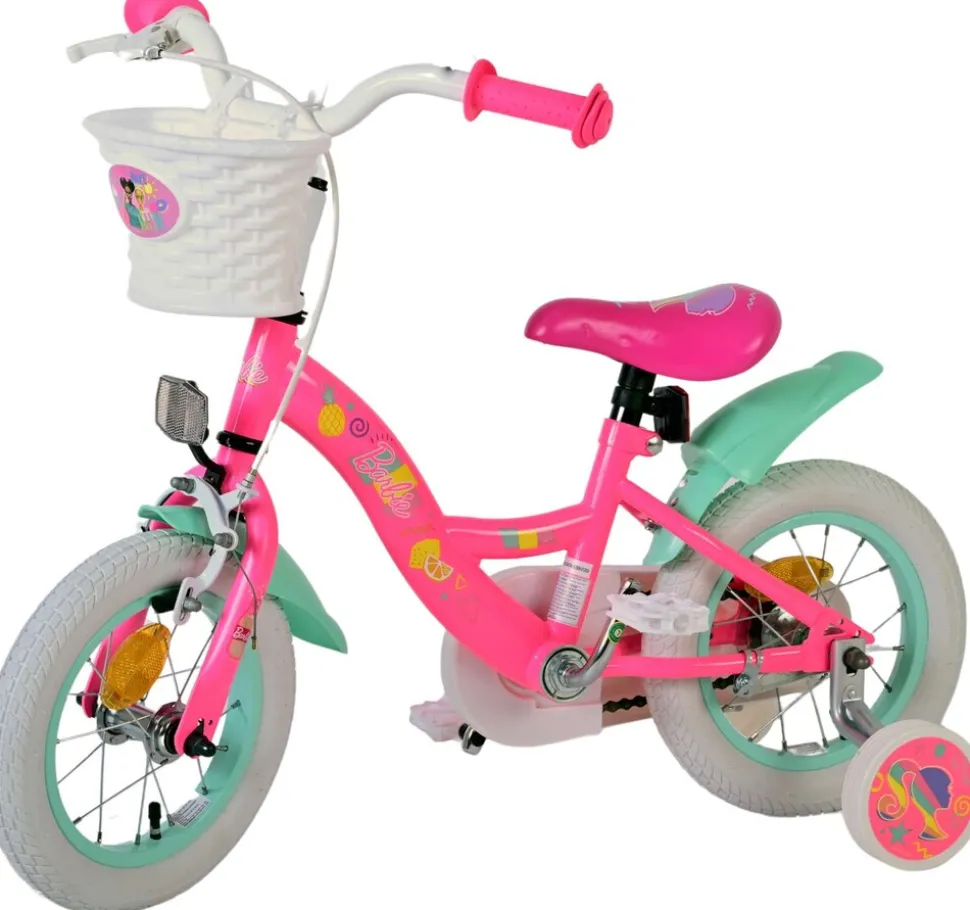 TPFSports Barbie Kinderfahrrad - Mädchen - 12 Zoll - Rücktritt + Handbremse - Rosa