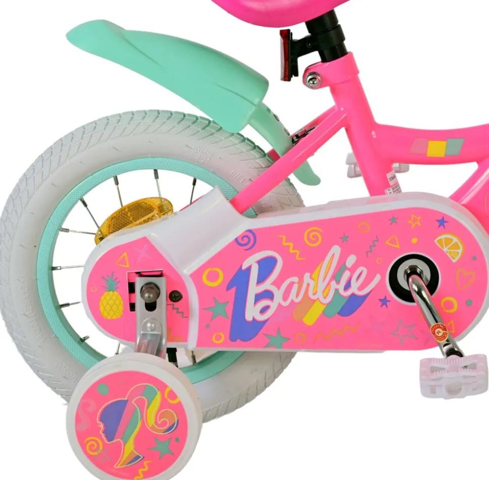 TPFSports Barbie Kinderfahrrad - Mädchen - 12 Zoll - Rücktritt + Handbremse - Rosa