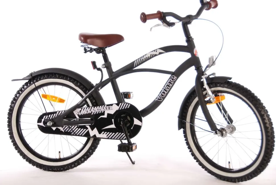 TPFSports Black Cruiser Kinderfahrrad - Jungen - 18 Zoll - Rücktritt + Handbremse - Schwarz