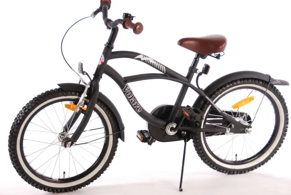 TPFSports Black Cruiser Kinderfahrrad - Jungen - 18 Zoll - Rücktritt + Handbremse - Schwarz