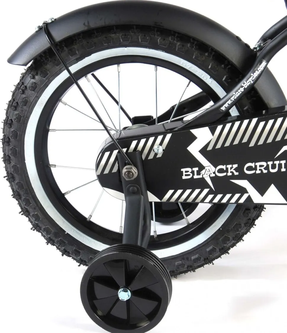 TPFSports Black Cruiser Kinderfahrrad - Jungen - 14 Zoll - Rücktritt + Handbremse - Schwarz