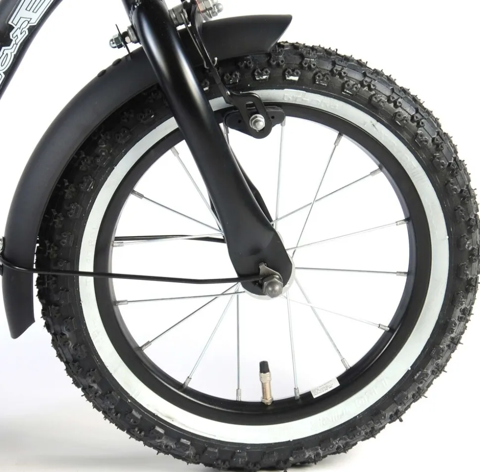 TPFSports Black Cruiser Kinderfahrrad - Jungen - 14 Zoll - Rücktritt + Handbremse - Schwarz