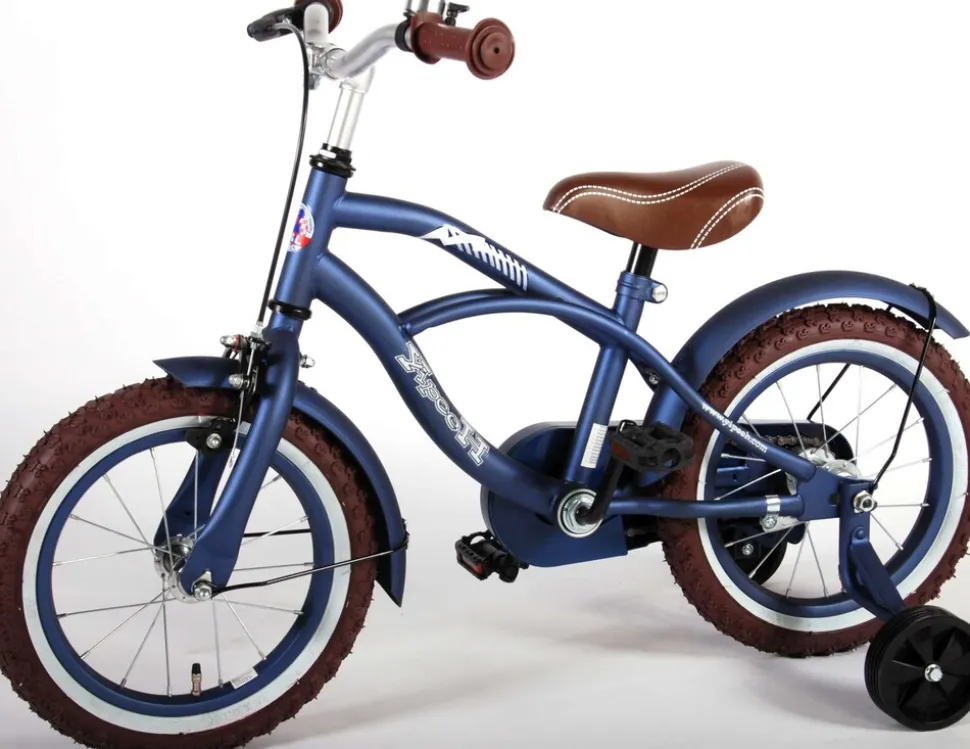 TPFSports Black Cruiser Kinderfahrrad - Jungen - 14 Zoll - Rücktritt + Handbremse - Schwarz