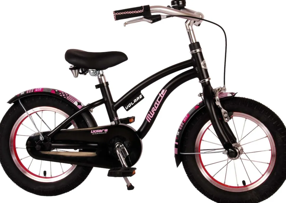 TPFSports Miracle Cruiser Kinderfahrrad - Mädchen - 14 Zoll - Rücktritt + Handbremse - Mattschwarz