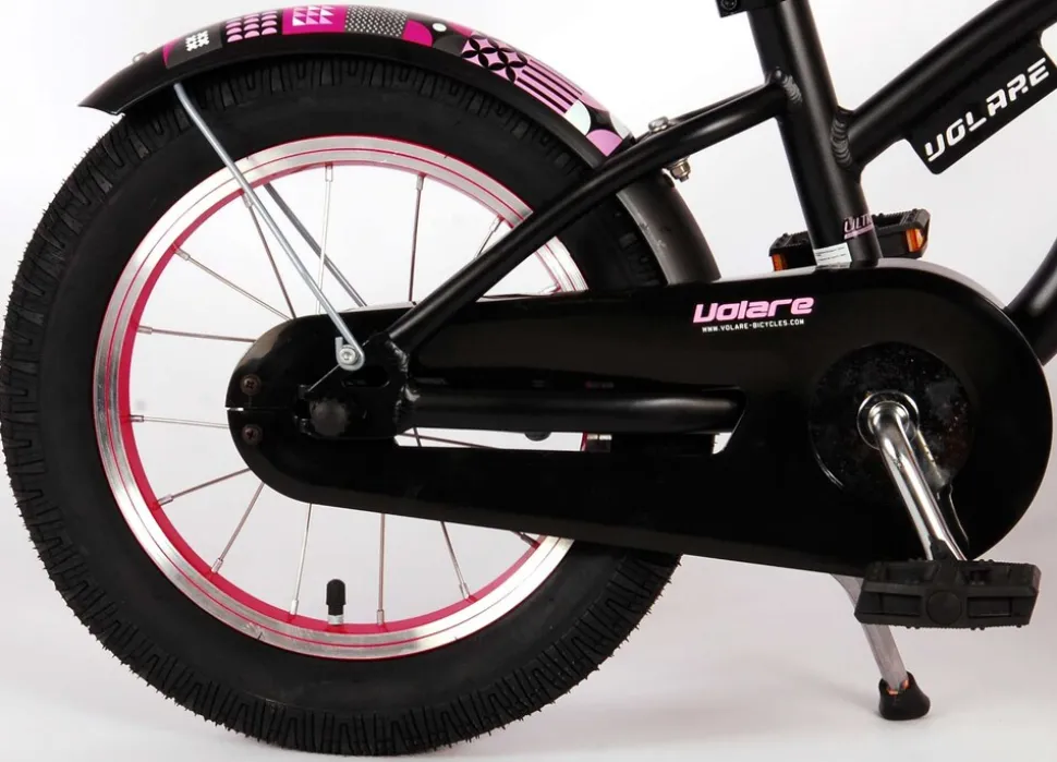 TPFSports Miracle Cruiser Kinderfahrrad - Mädchen - 14 Zoll - Rücktritt + Handbremse - Mattschwarz