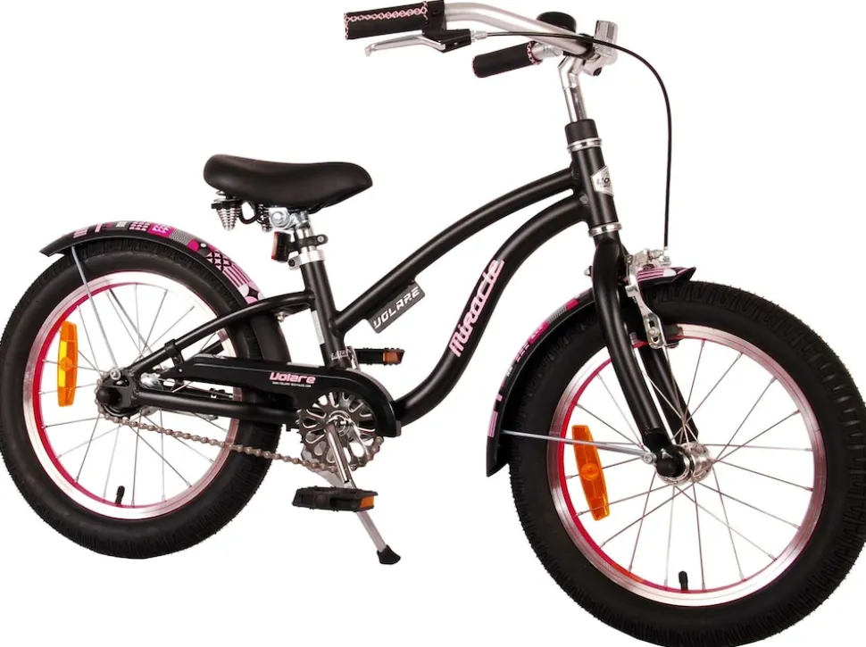 TPFSports Miracle Cruiser Kinderfahrrad - Mädchen - 16 Zoll - Rücktritt + Handbremse - Mattschwarz