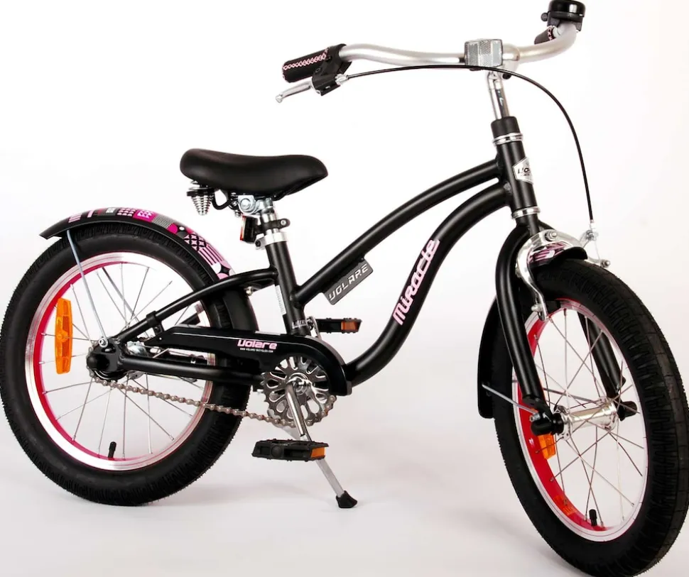 TPFSports Miracle Cruiser Kinderfahrrad - Mädchen - 16 Zoll - Rücktritt + Handbremse - Mattschwarz