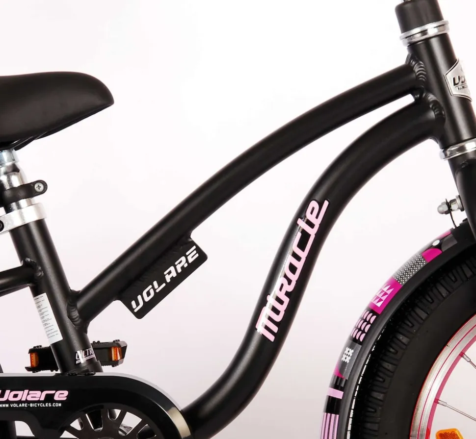 TPFSports Miracle Cruiser Kinderfahrrad - Mädchen - 16 Zoll - Rücktritt + Handbremse - Mattschwarz