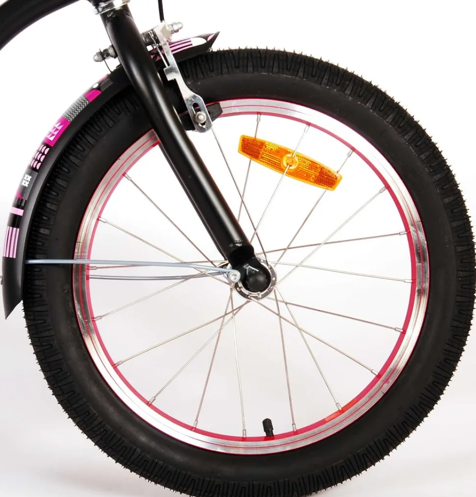 TPFSports Miracle Cruiser Kinderfahrrad - Mädchen - 18 Zoll - Rücktritt + Handbremse - Mattschwarz