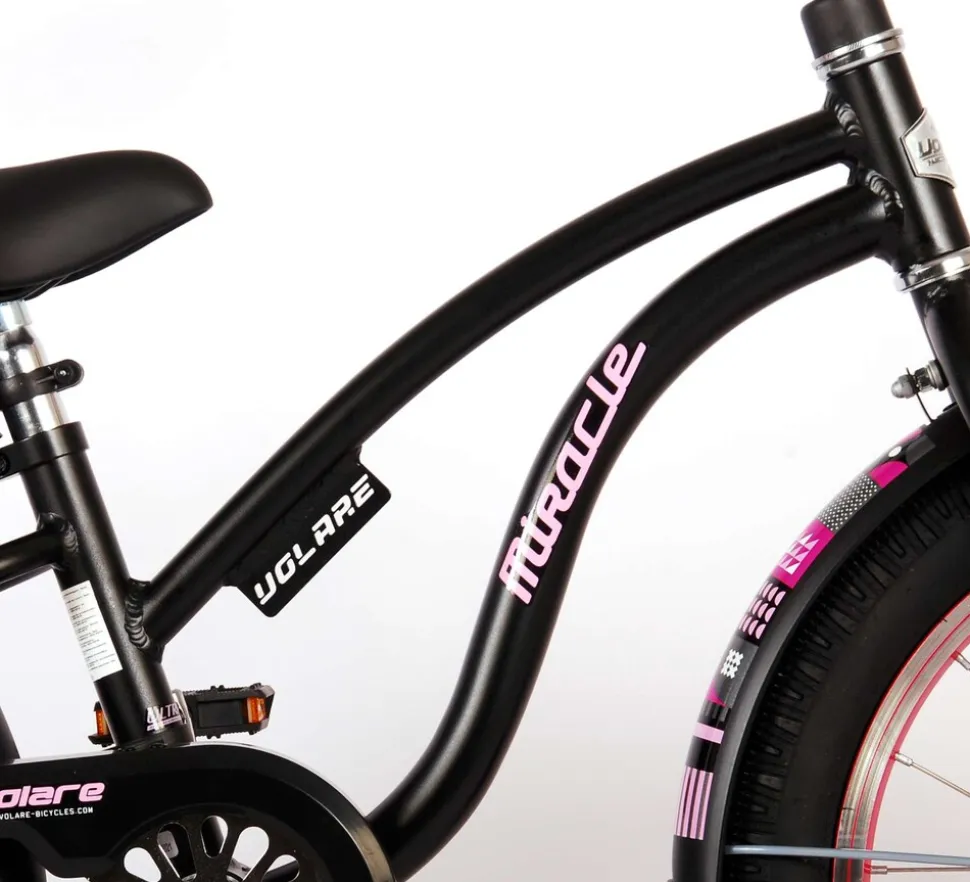 TPFSports Miracle Cruiser Kinderfahrrad - Mädchen - 18 Zoll - Rücktritt + Handbremse - Mattschwarz