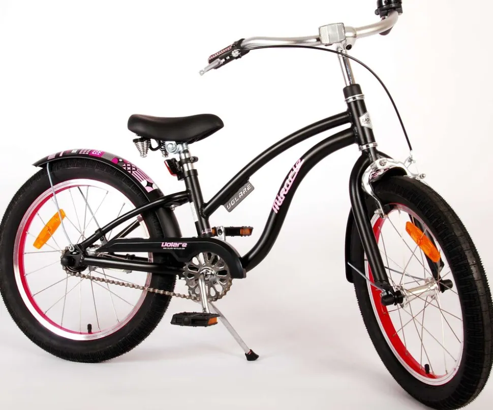 TPFSports Miracle Cruiser Kinderfahrrad - Mädchen - 18 Zoll - Rücktritt + Handbremse - Mattschwarz