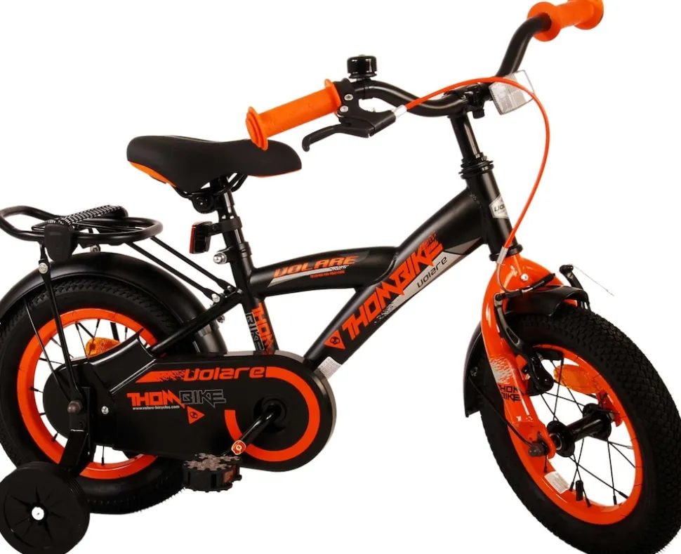 TPFSports Thombike Kinderfahrrad - Jungen - 12 Zoll - Rücktritt + Handbremse - Schwarz/Orange