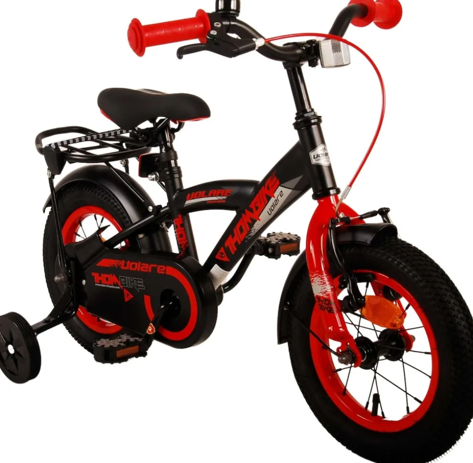 TPFSports Thombike Kinderfahrrad - Jungen - 12 Zoll - Rücktritt + Handbremse - Schwarz/Orange