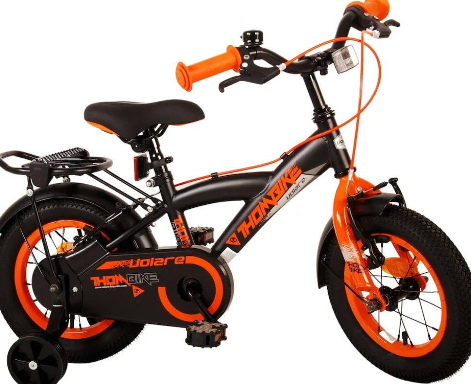 TPFSports Thombike Kinderfahrrad - Jungen - 12 Zoll - Rücktritt + Handbremse - Schwarz/Orange
