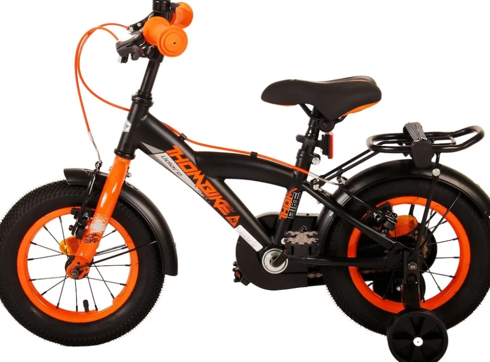 TPFSports Thombike Kinderfahrrad - Jungen - 12 Zoll - Rücktritt + Handbremse - Schwarz/Orange