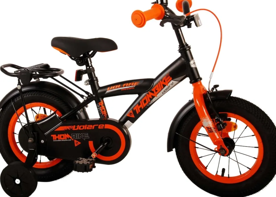TPFSports Thombike Kinderfahrrad - Jungen - 12 Zoll - Rücktritt + Handbremse - Schwarz/Orange