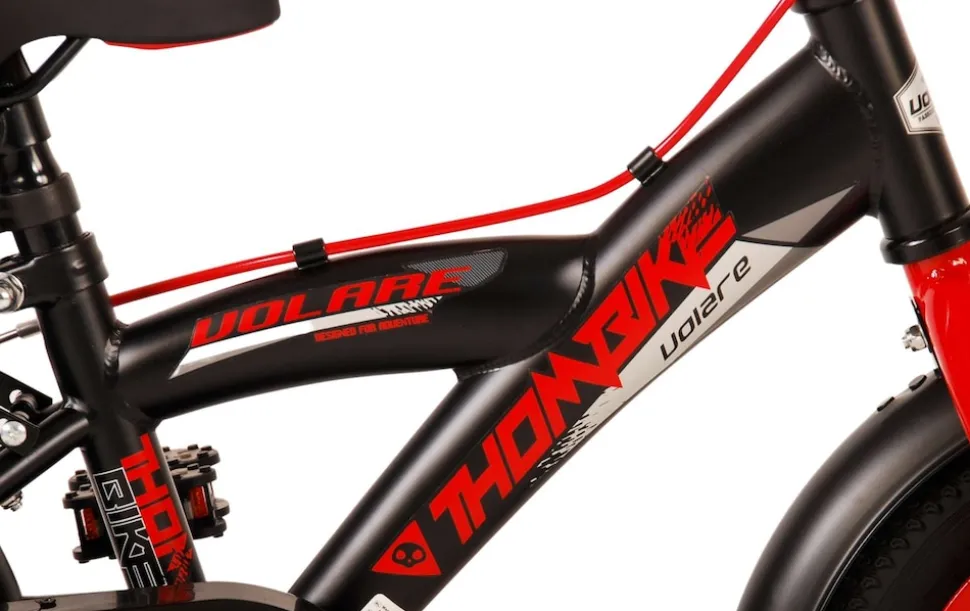 TPFSports Thombike Kinderfahrrad - Jungen - 12 Zoll - Rücktritt + Handbremse - Schwarz/Orange