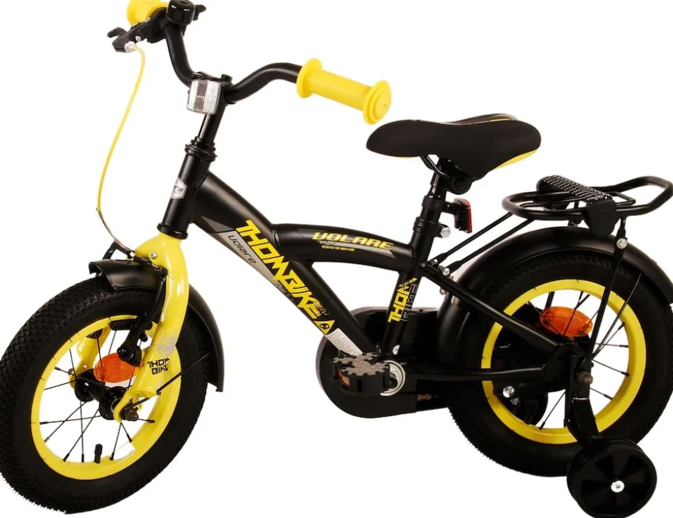 TPFSports Thombike Kinderfahrrad - Jungen - 12 Zoll - Rücktritt + Handbremse - Schwarz/Orange