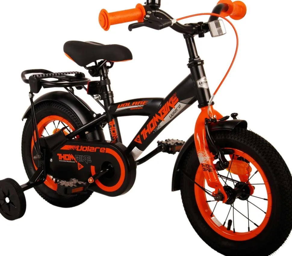 TPFSports Thombike Kinderfahrrad - Jungen - 12 Zoll - Rücktritt + Handbremse - Schwarz/Orange