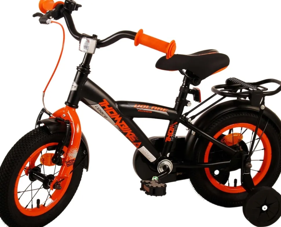 TPFSports Thombike Kinderfahrrad - Jungen - 12 Zoll - Rücktritt + Handbremse - Schwarz/Orange