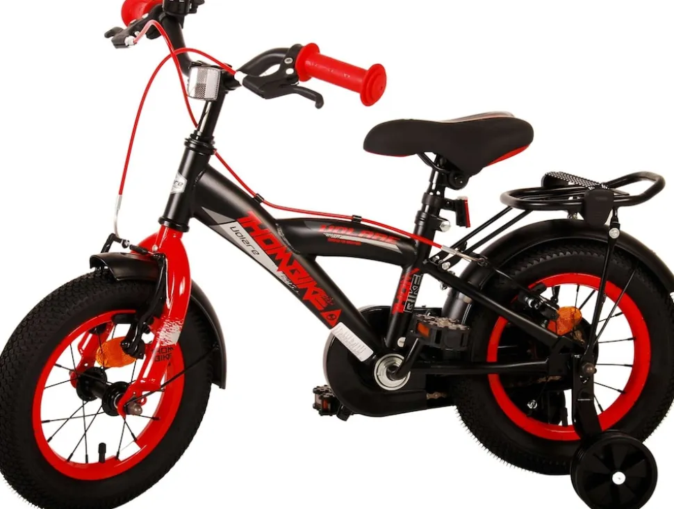 TPFSports Thombike Kinderfahrrad - Jungen - 12 Zoll - Rücktritt + Handbremse - Schwarz/Orange