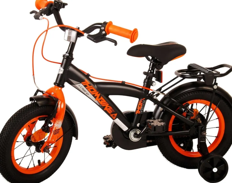 TPFSports Thombike Kinderfahrrad - Jungen - 12 Zoll - Rücktritt + Handbremse - Schwarz/Orange