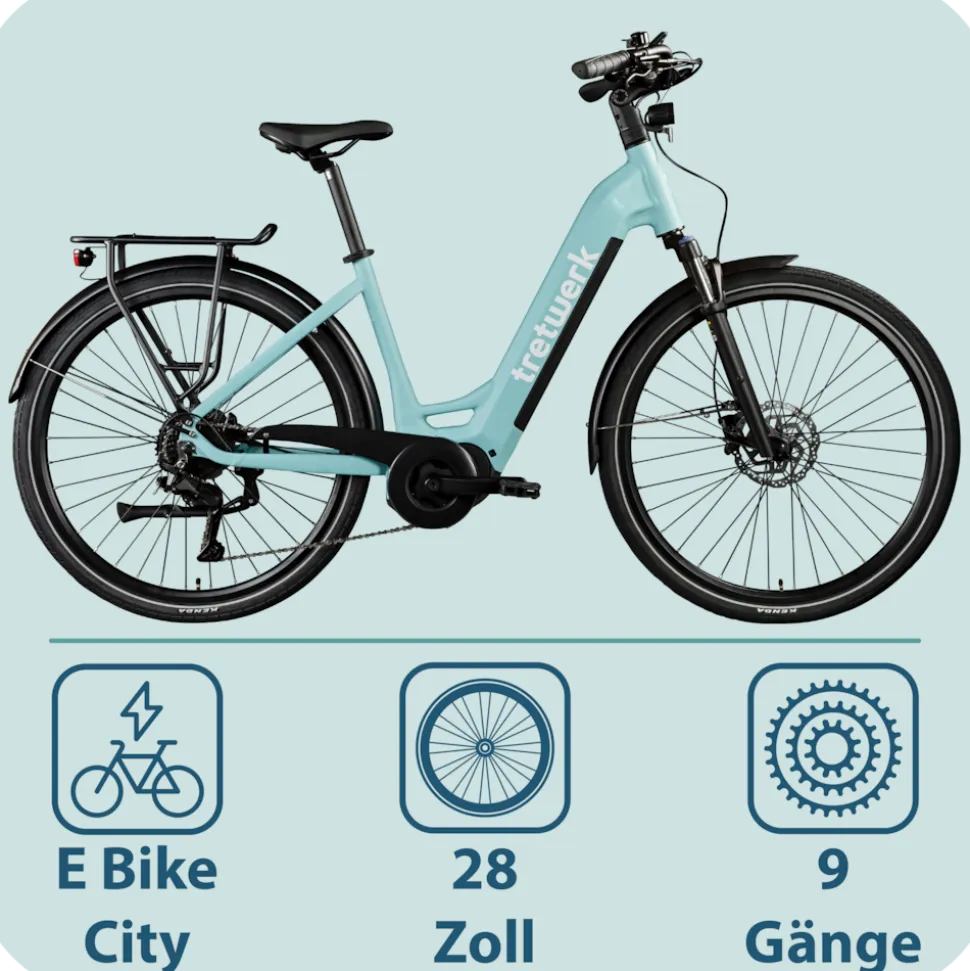 Tretwerk Amber E Bike Damen 28 Zoll Elektrofahrrad 155 - 185 cm Hollandrad Tiefeinsteiger mit 9 Gang Schaltung