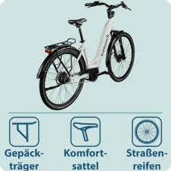 Tretwerk Amber Nexus E Bike Damen 28 Zoll Elektrofahrrad 155 - 185 cm Hollandrad Tiefeinsteiger mit 8 Gang Nabenschaltung