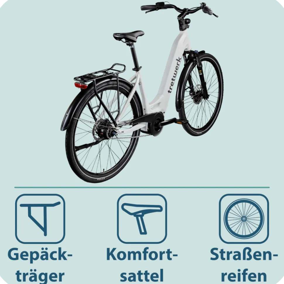 Tretwerk Amber Nexus E Bike Damen 28 Zoll Elektrofahrrad 155 - 185 cm Hollandrad Tiefeinsteiger mit 8 Gang Nabenschaltung